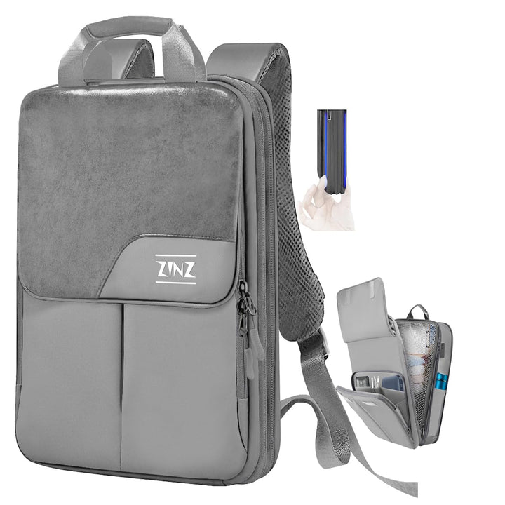 ZINZ Schlanker und Erweiterbarer Laptop-Rucksack 15,6 16 17 Zoll Reise-Business-Rucksack Regenfester