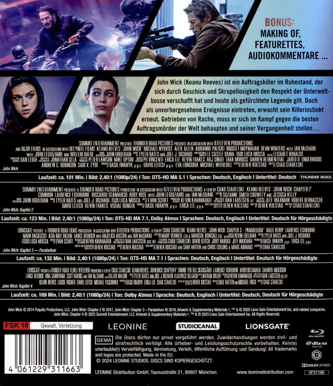 John Wick - Kapitel 1-4, Blu-ray