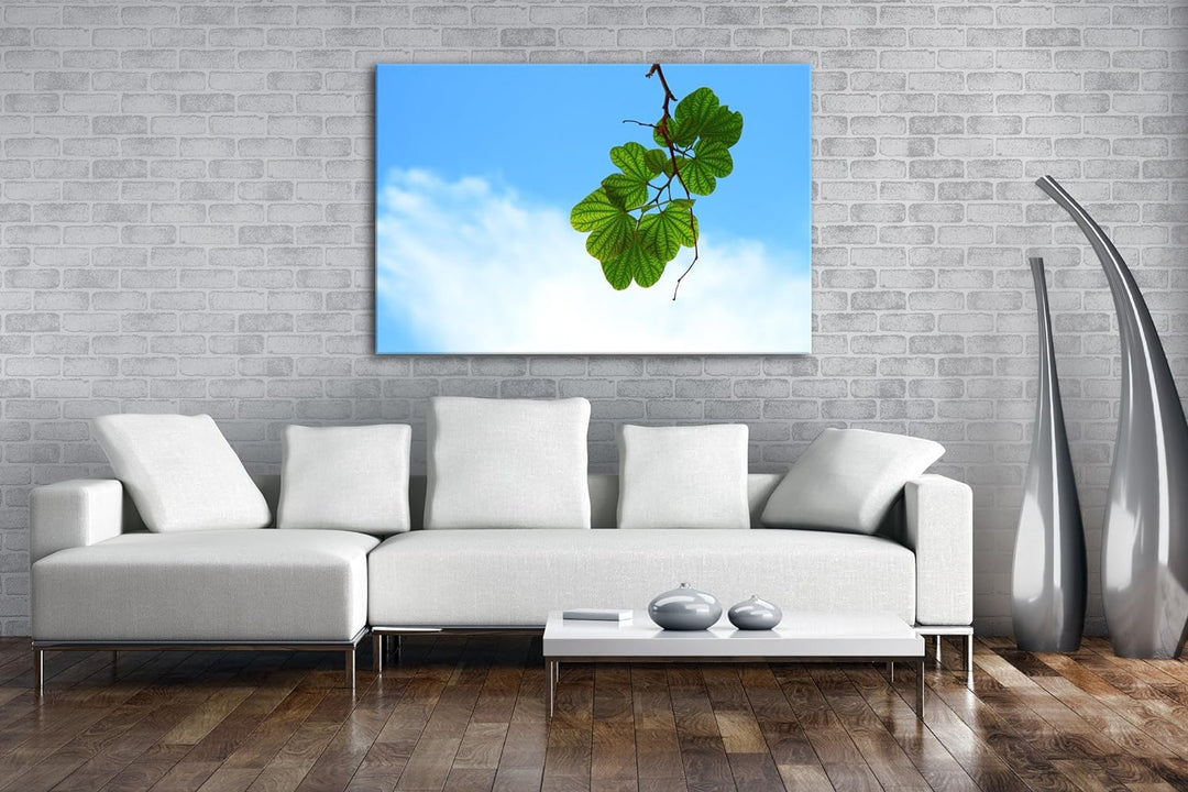 deyoli vereinzelte Blätter am Himmel Format: 80x60 als Leinwandbild, Motiv fertig gerahmt auf Echtho