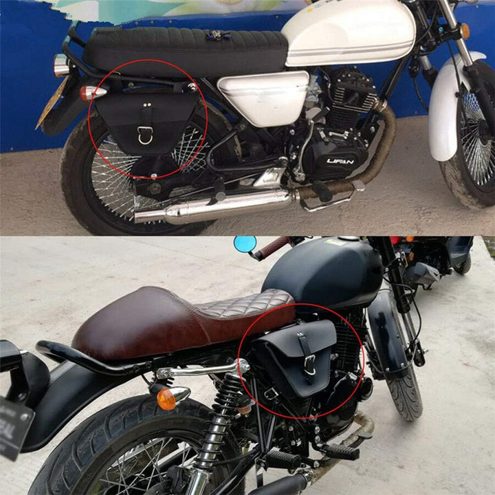 Leikance Motorrad-Seitensatteltasche, dreieckig, Kunstleder, Motorradtasche für Cafe Racer ATV Bikes