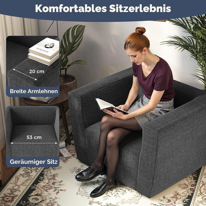 COSTWAY Aufblasbares Sofa, tragbares Luftsofa mit abnehmbarem Bezug, breite Armlehnen &amp; grosszügiger