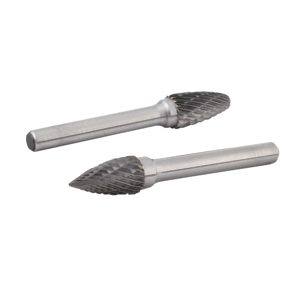 5Pcs 6mm Schaft Wolfram Stahl Rotary File Cutter Bits Doppelt Gestreift Schleifen Grat Kit 10mm Kopf