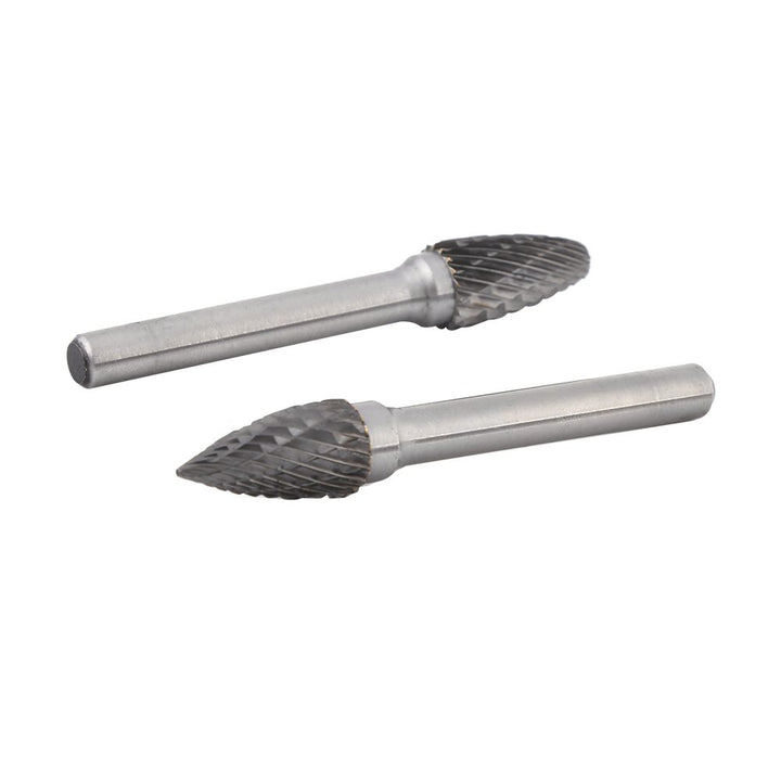 5Pcs 6mm Schaft Wolfram Stahl Rotary File Cutter Bits Doppelt Gestreift Schleifen Grat Kit 10mm Kopf