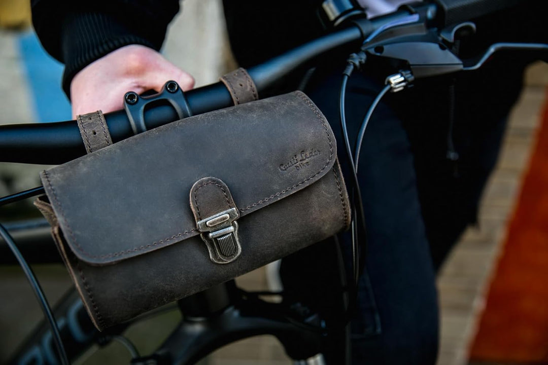 Gusti Satteltasche Leder – Wolfgang L. – Kleine Fahrradtasche Leder für Sattel, Lenker oder Gepäcktr