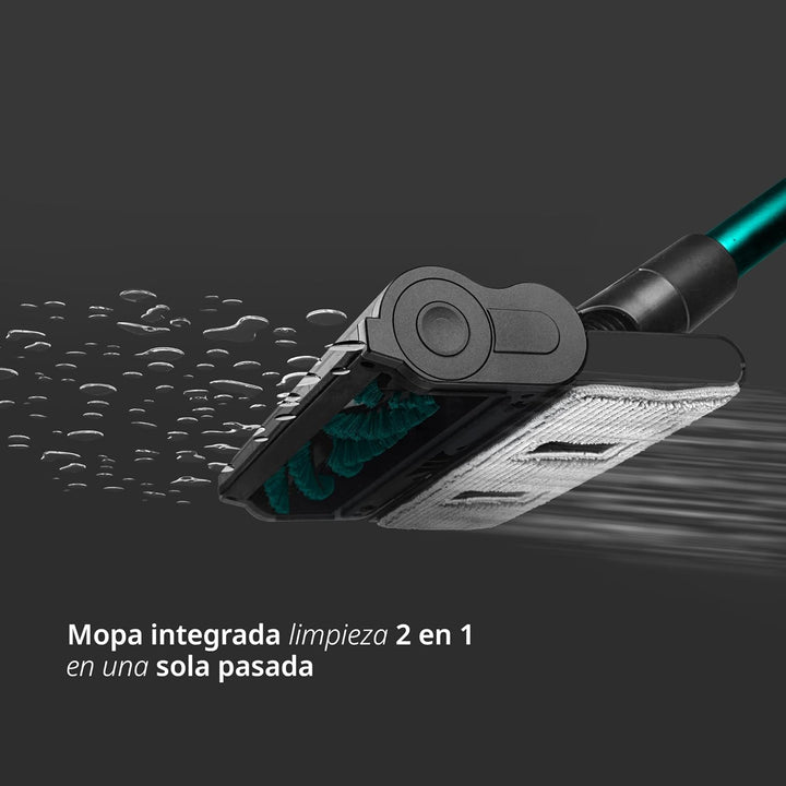 Ufesa U7 Digital Pro Wash, Kabelloser Stielsauger 500W, 29,6V, Integrierter Wischmopp 2-in-1-Reinigu