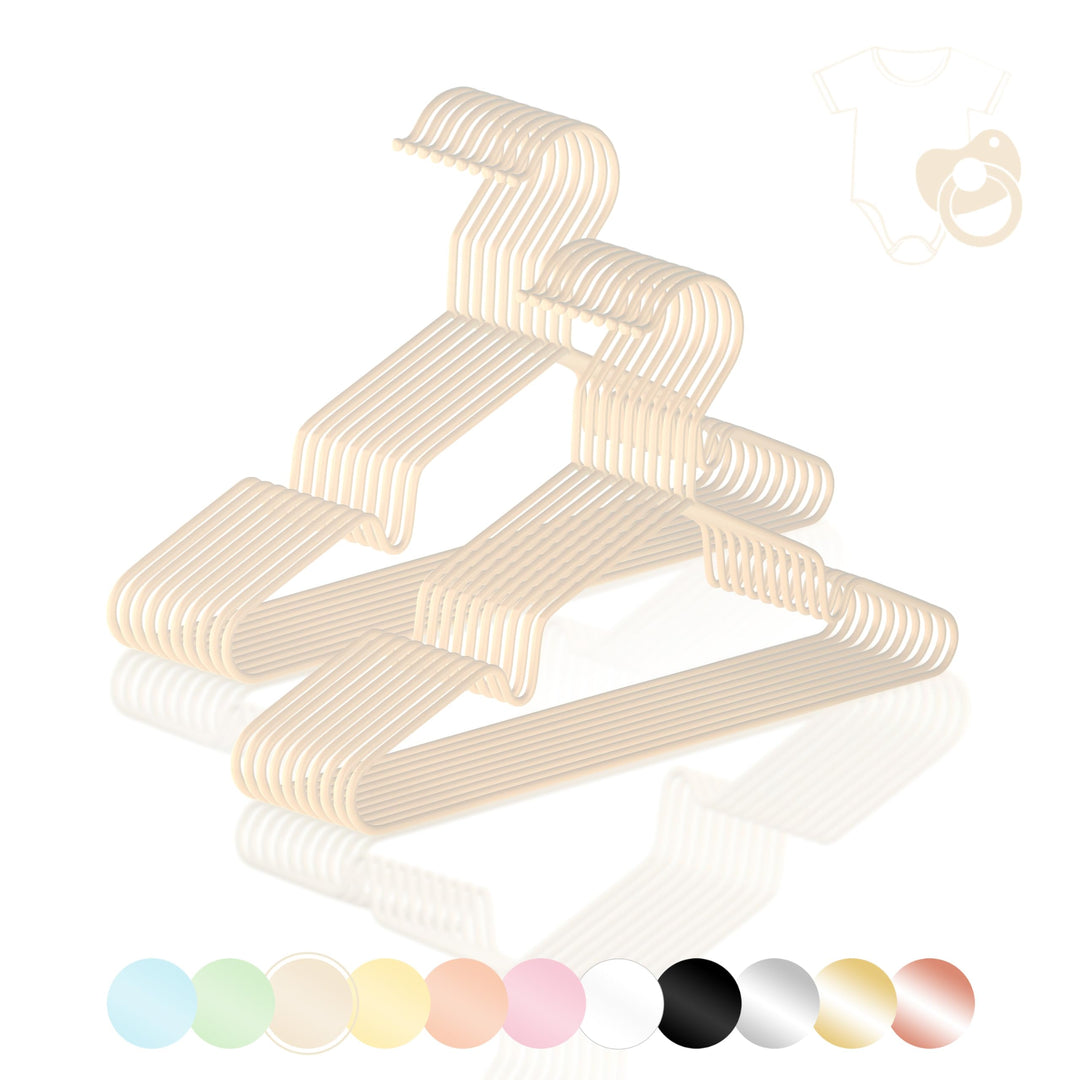 ROW&LINE® – KINDER Kleiderbügel (30 cm) – 20 Stück (beige) – platzsparende Kinderkleiderbügel – bela