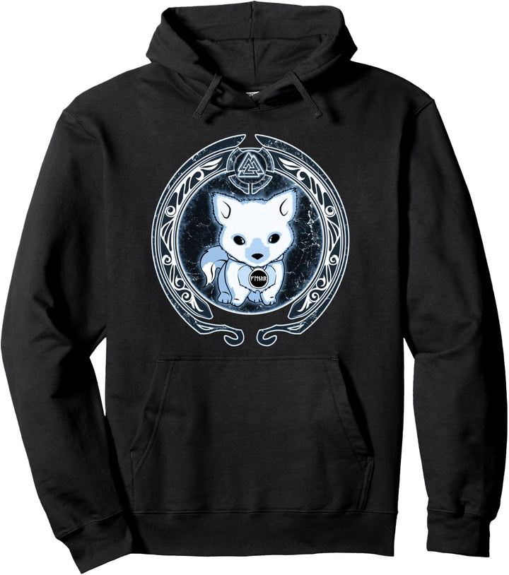 Wikinger Fenrir Fenris Wolf Welpe Runen Valknut Symbol Pullover Hoodie