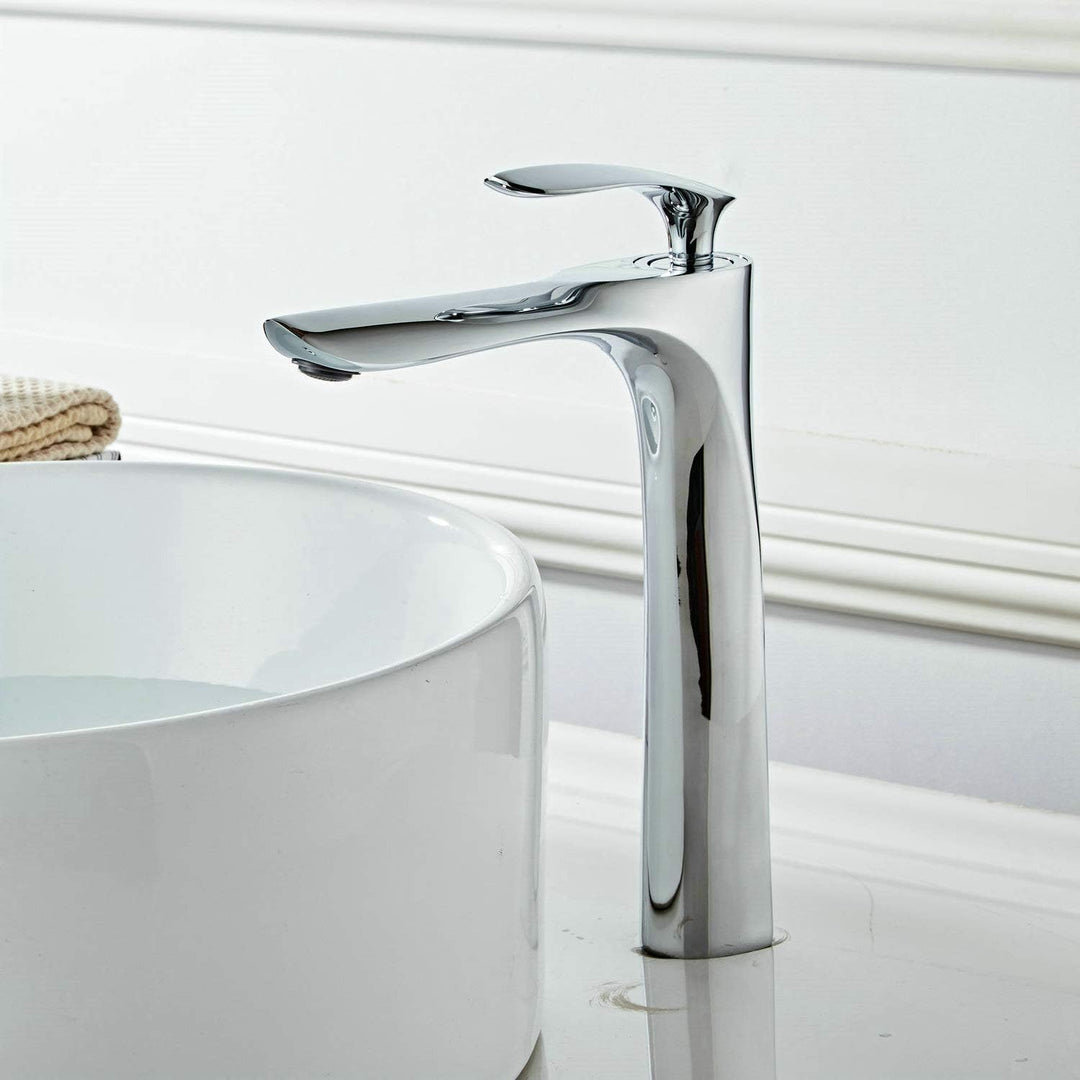 Bad Waschbecken Wasserhahn Messing Chrom hohe Armatur Einhand Einlochmontage Leekayer,LK75239Hg, Chr
