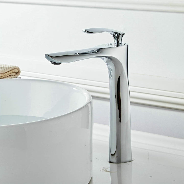 Bad Waschbecken Wasserhahn Messing Chrom hohe Armatur Einhand Einlochmontage Leekayer,LK75239Hg, Chr