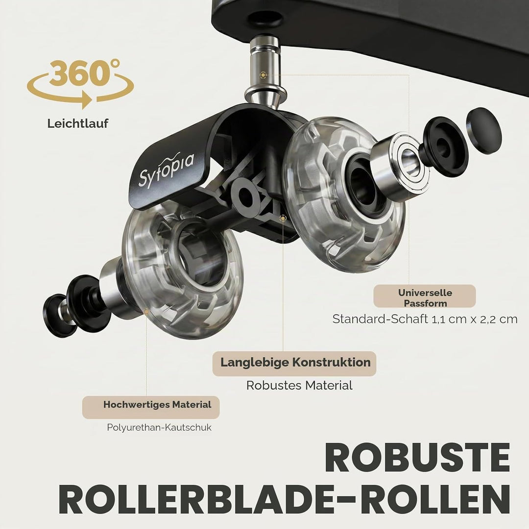 Sytopia Universal Bürostuhlrollen, 5er Set Bürostuhl Rollen 11x22MM, Perfekte Leise Gummirollen für