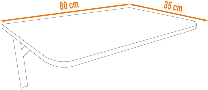 AKKE 80x35 | Wandklapptisch mit abgerundete Ecken Klapptisch Wandtisch Küchentisch Schreibtisch Kind