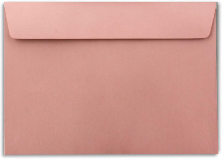 100x Briefumschläge DIN C5 Altrosa (Rosa) - 16,2 x 22,9 cm - Haftklebung - Edle Kuverts für grosse E