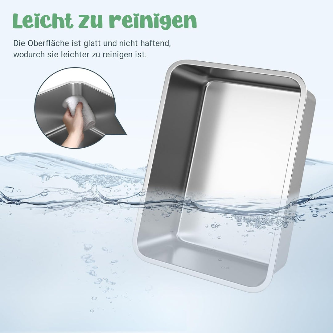 WENBOKMIN Edelstahl-Katzenklo, 15 cm grosse Katzentoilette für Katzen und Kaninchen, Metall-Katzenkl