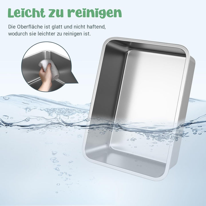 WENBOKMIN Edelstahl-Katzenklo, 15 cm grosse Katzentoilette für Katzen und Kaninchen, Metall-Katzenkl