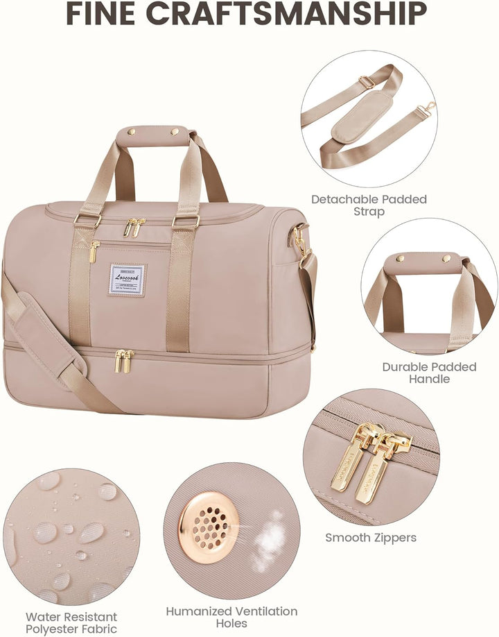 LOVEVOOK Sporttasche Reisetasche Gross, 50L Travel Bag mit Kulturtasche, Schuhfach &amp; Nassfach, Wasse