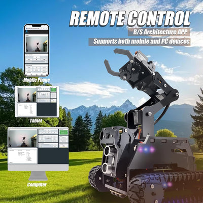 Adeept RaspTank WiFi Wireless Smart Robot Car Kit für Raspberry Pi 4/3 Modell B+/B, Panzerroboter mi