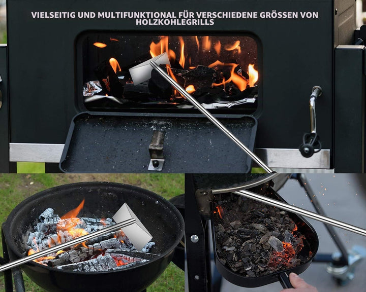 Holzkohlegrill Aschehacke Hacke für Kamin Holzofen Pizzaofen Edelstahl BBQ Reiniger Schürhaken Schab