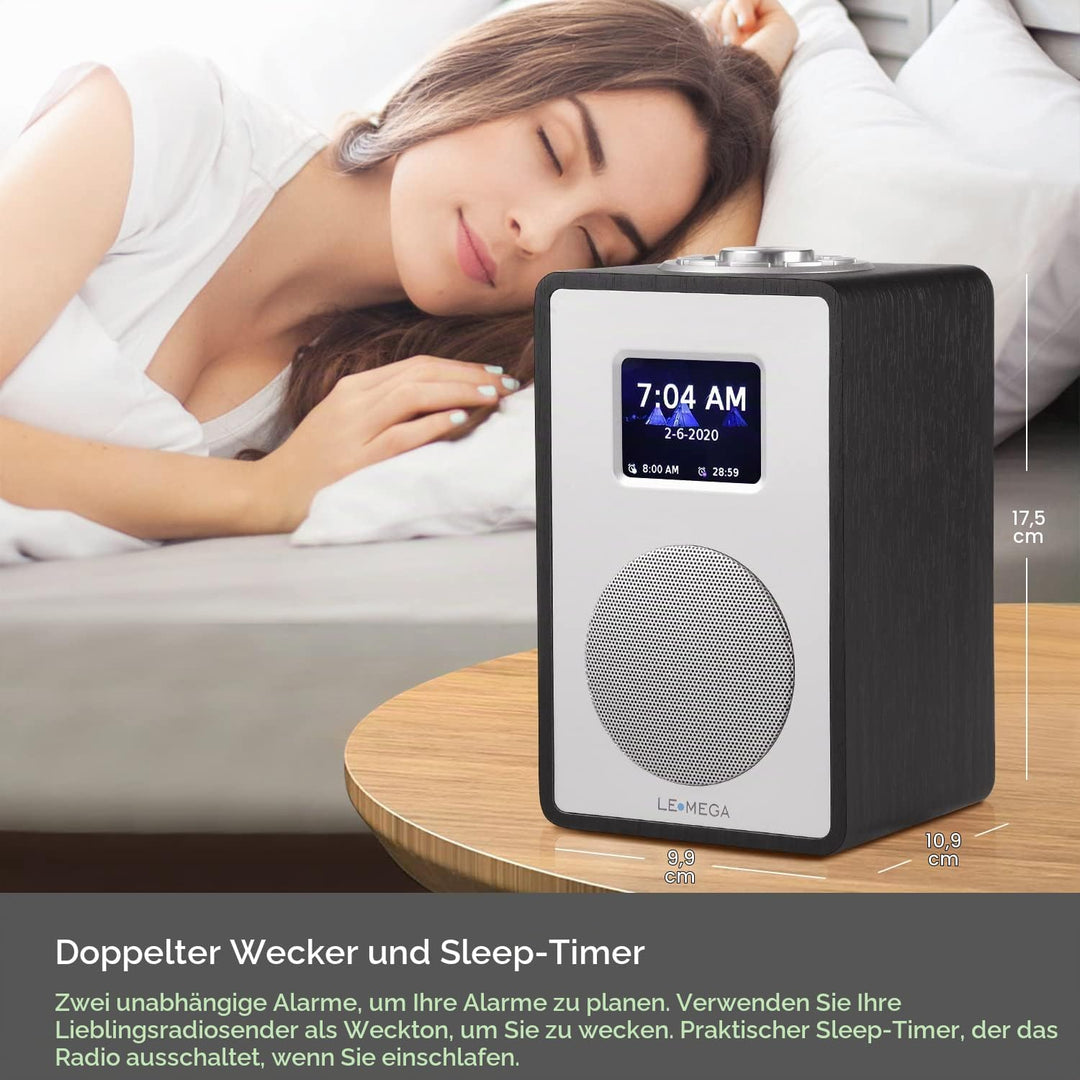 LEMEGA CR4 DAB/DAB+ und UKW Digitalradio,Bluetooth Lautsprecher, DAB Radio,Doppelwecker,Küchen/Schla