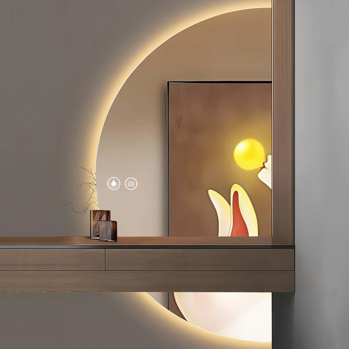 Badspiegel mit Beleuchtung 120 × 60cm Halbrunder Beschlagfrei Badezimmer Badezimmerspiegel mit Licht