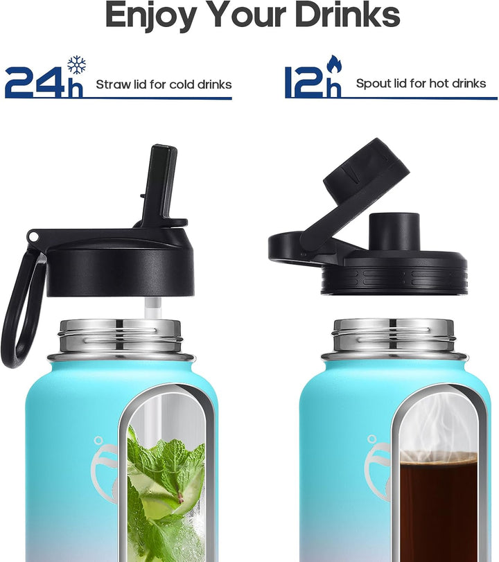 HydroPal Edelstahl Trinkflasche - 1L BPA-Frei, Kohlensäure geeignet, Isolierte Thermosflasche mit St