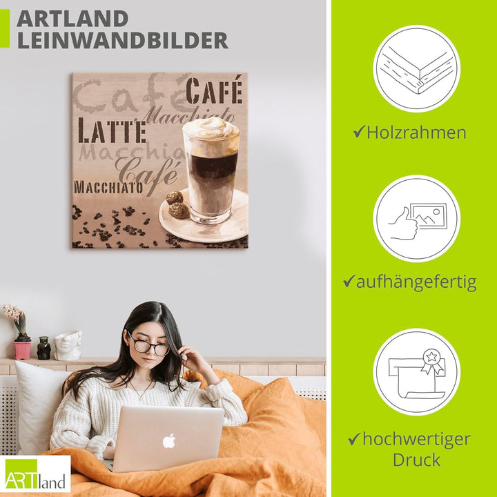 ARTland Leinwandbilder Wandbild Bild auf Leinwand 40 x 40 cm Ernährung Genuss Getränke Kaffee Mixed