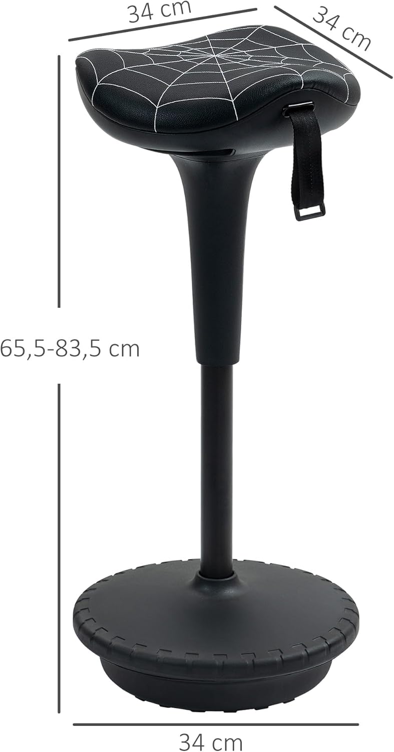 Vinsetto Bürohocker mit Schwenkfunktion, ergonomischer Hocker, höhenverstellbar 65,5-83,5 cm Arbeits