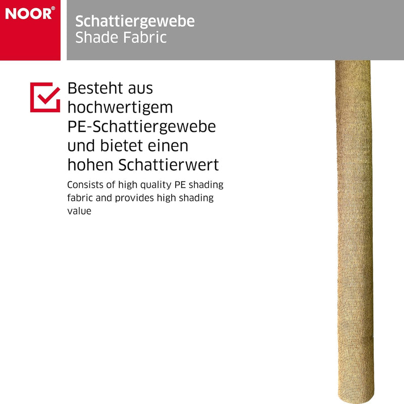 NOOR Schattiergewebe, 1,00 x 10m in beige I Mehrzweck-Sichtschutz für Gärten und Gewerbe I 100% Sonn