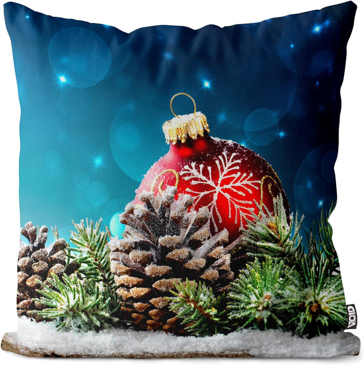 VOID Advent Tannenzapfen Winter Kissenbezug Kissenhülle Sofakissen Kissen Deko Weihnachten Winter We