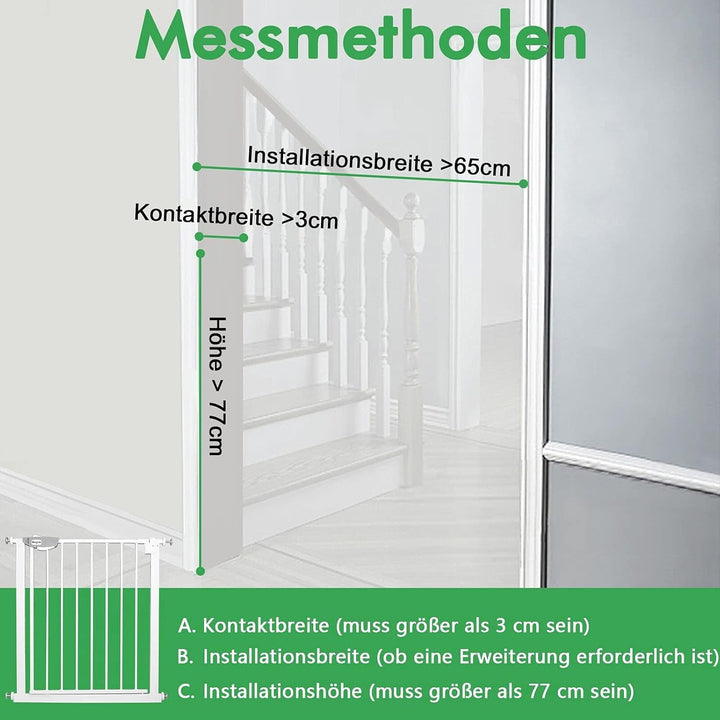 LZQ Treppenschutzgitter, Doppelschloss extra sicheres Metall-Türschutzgitter zum Klemmen, Weiss, 95-