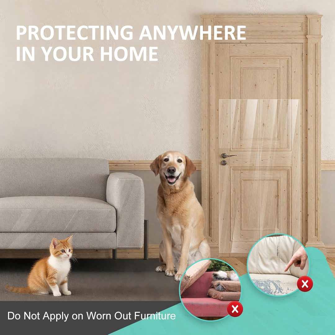 Uross Kratzschutz Sofa Katze Transparent 5m x 43cm, Katzenschutz Selbstklebend Tape Extra Long, Anti