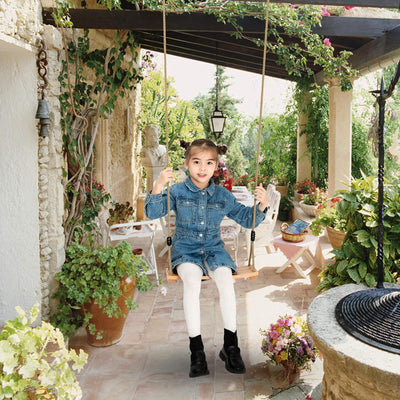 Holz Schaukelsitz für Kinder und Erwachsene, Garten schaukel mit Einstellbares Hanfseil, Schaukelsit