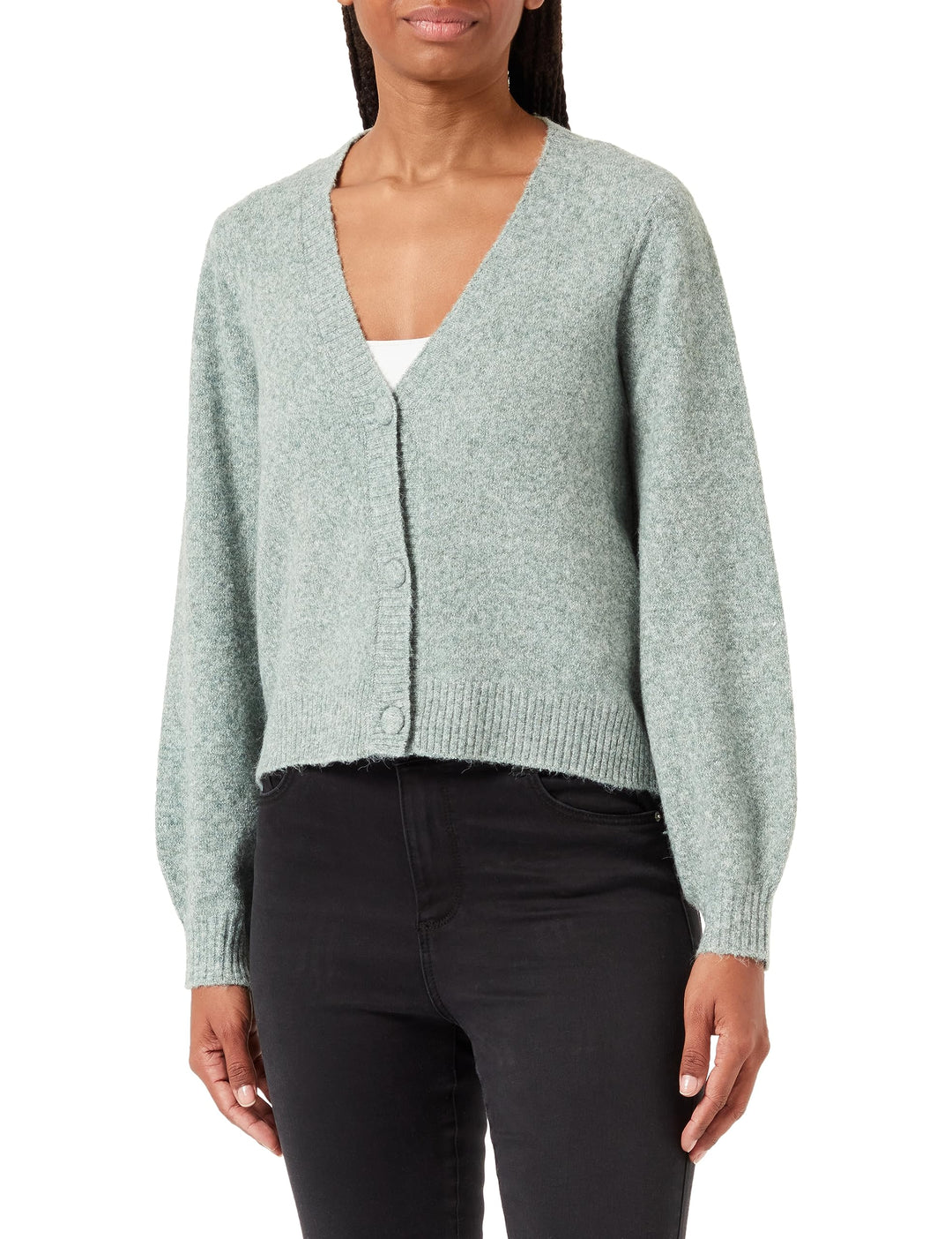 VERO MODA Damen Vmdofwool Ls V-nk Button Cardi Ga Noos Strickjacke XL Dark Forest/Detail:melange, XL