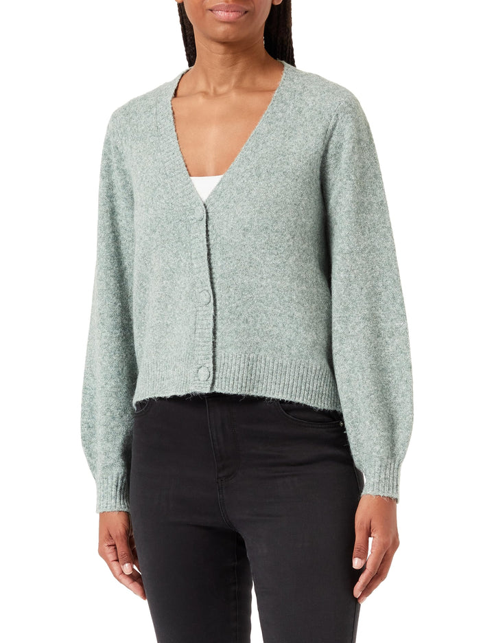VERO MODA Damen Vmdofwool Ls V-nk Button Cardi Ga Noos Strickjacke XL Dark Forest/Detail:melange, XL