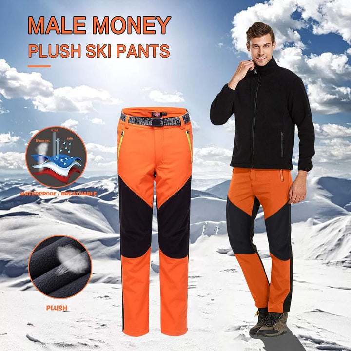 Skihose Herren Winter Gefüttert, Schneehose Herren Warm, Trekkinghose Winter Thermohose Stretch Arbe