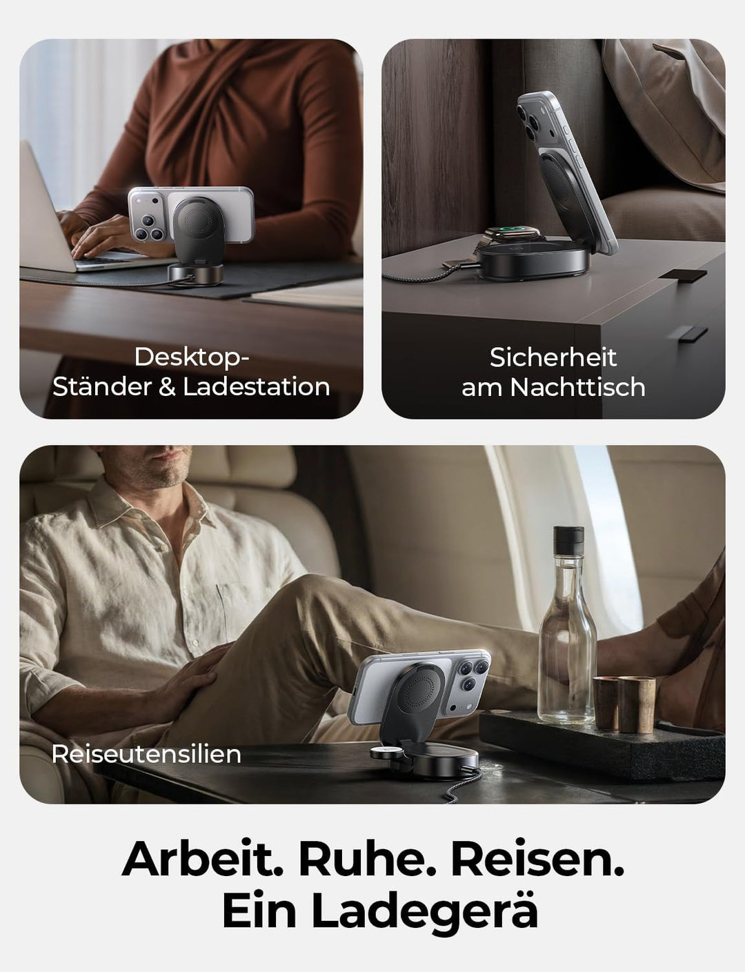 LISEN 25W Qi2.2 MagSafe Ladestation für Apple Watch und iPhone 17 Pro Max, 3-in-1 Magsafe Ladegerät,