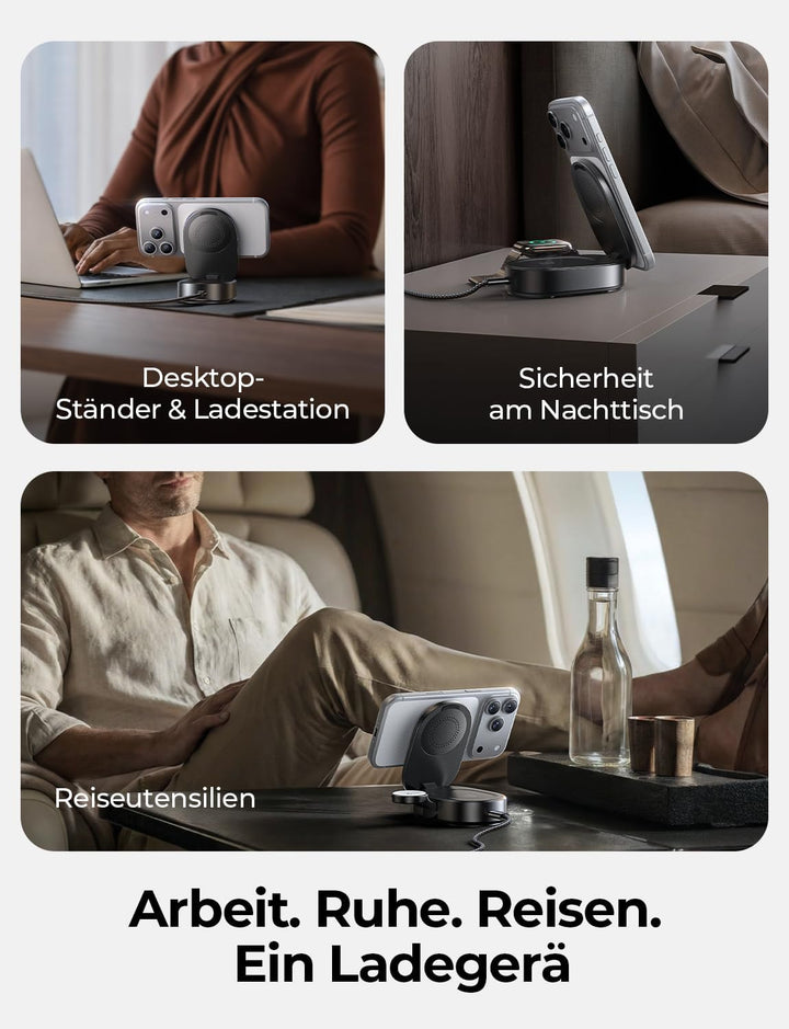 LISEN 25W Qi2.2 MagSafe Ladestation für Apple Watch und iPhone 17 Pro Max, 3-in-1 Magsafe Ladegerät,