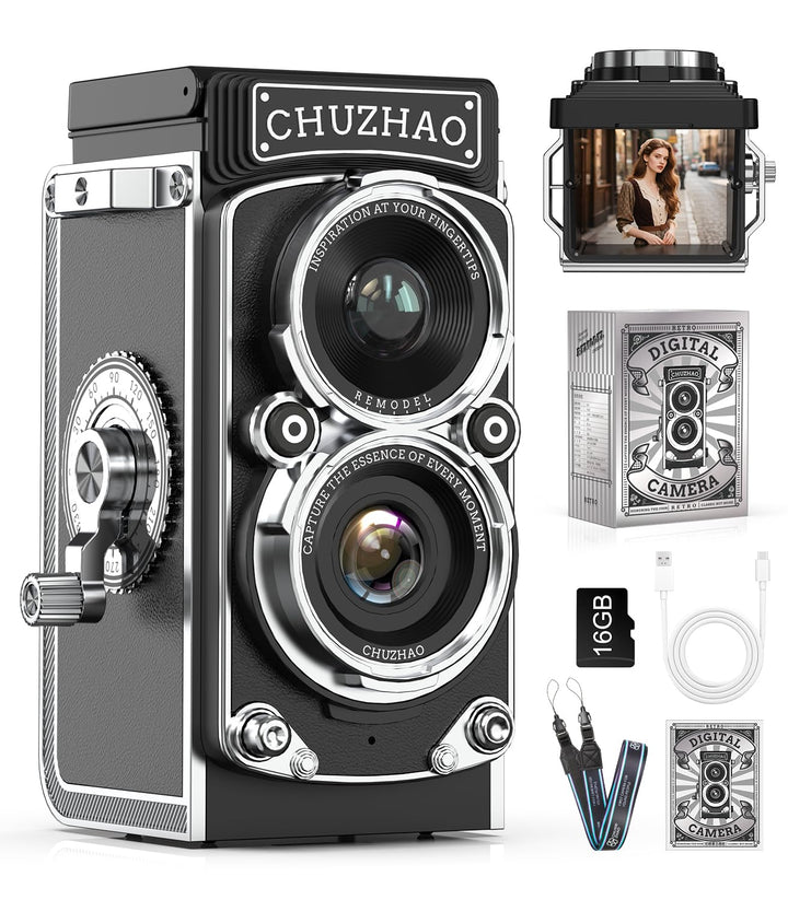 Retro Mini Digitalkamera, 1080P FHD Video Digital Retro Kamera mit 16GB Speicherkarte, 12MP Autofoku