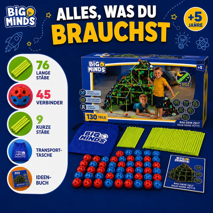 Outdoor Spiele Für Kinder | Höhle Bauen Die Im Dunkeln Leuchtet | Konstruktionsspielzeug 130 Stück |