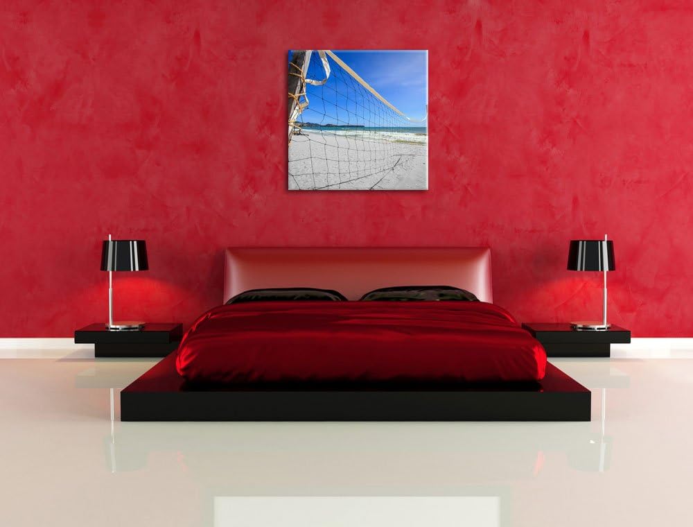 Pixxprint Grosses Volleyballnetz schwarz/weiss, Format: 70x70 als Leinwandbild, 70x70