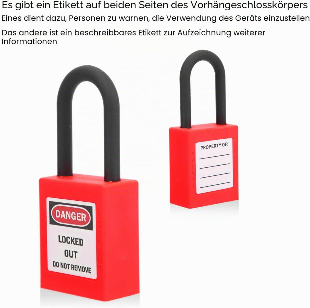 5 Sätze Lockout-Schloss, 38 Mm, Nylon, Staubdicht, Sicherheits-Vorhängeschloss, Tagout-Schlösser, Lo