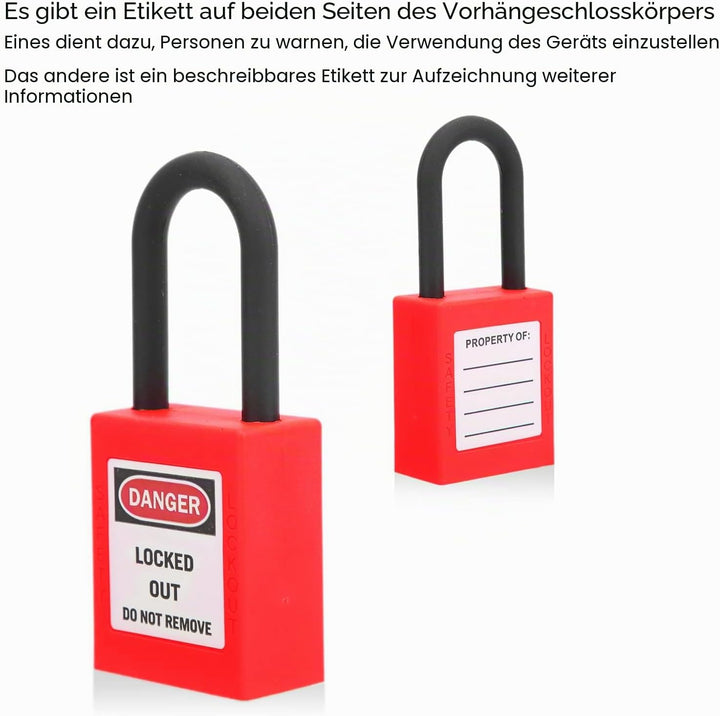 5 Sätze Lockout-Schloss, 38 Mm, Nylon, Staubdicht, Sicherheits-Vorhängeschloss, Tagout-Schlösser, Lo