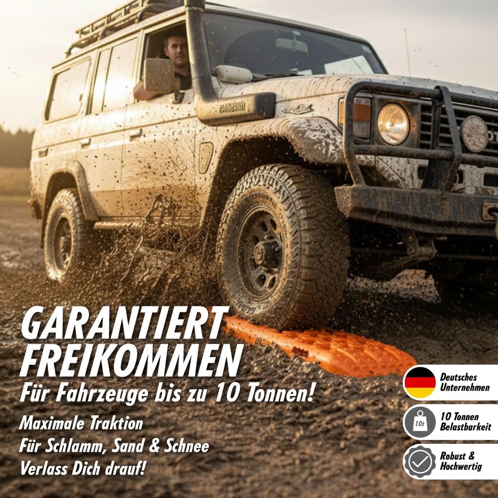 IYC4x4 Sandbleche Anfahrhilfe Bergungshilfe Traktionshilfe Reifenleiter Kunststoff (Stealth Grey, 2x