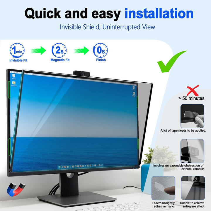21,5 Zoll Monitor Magnetisch Blickschutzfolie 16:9 Seitenverhältnis, Anti Blaulichtfilter, Anti Glar