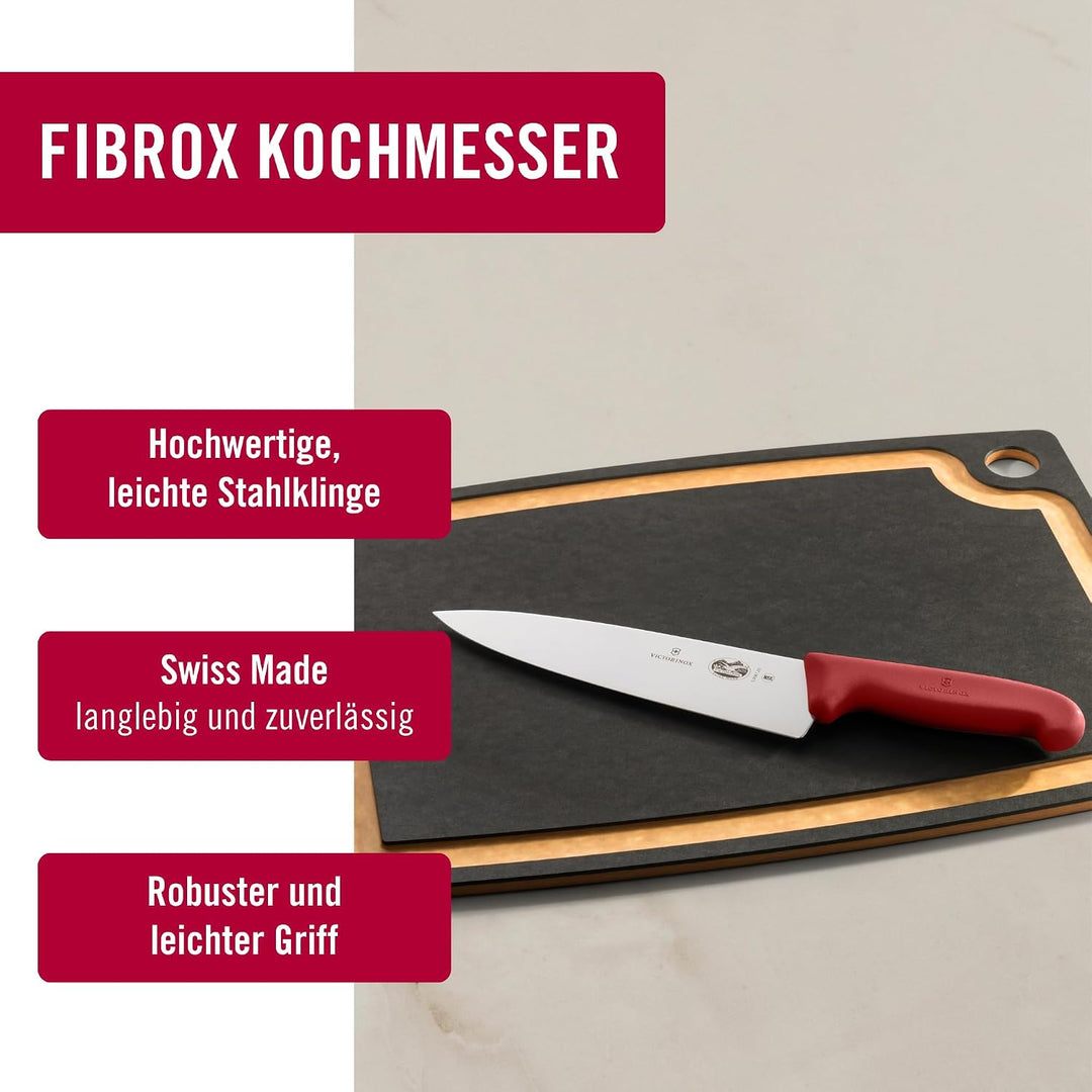 Victorinox Fibrox Kochmesser, Breites Universalmesser für Fleisch, Fisch, Gemüse und Kräuter, 20 cm,