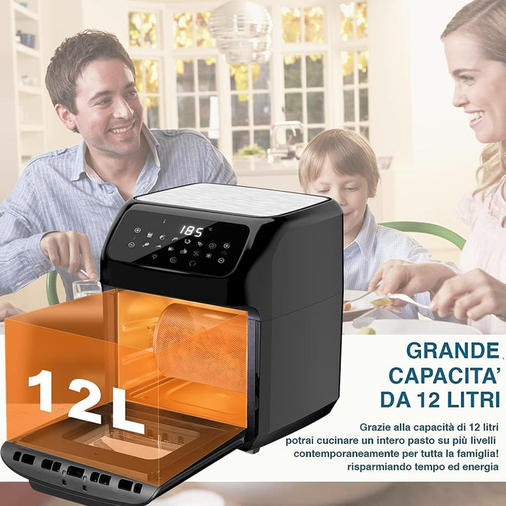 Bakaji Backofen Heissluftfritteuse Fritteuse zum Kochen von trockenem Grill ohne Öl Airfryer Kapazit