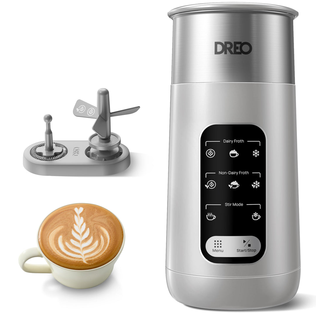DREO Milchaufschäumer, 8-in-1 Milchschäumer Elektrisch für Latte, Cappuccino, heisse Schokolade mit