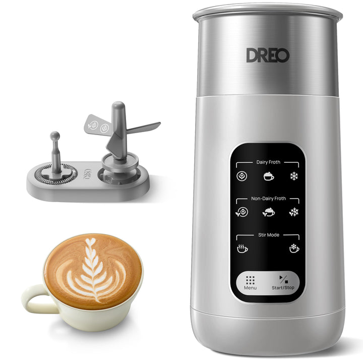 DREO Milchaufschäumer, 8-in-1 Milchschäumer Elektrisch für Latte, Cappuccino, heisse Schokolade mit