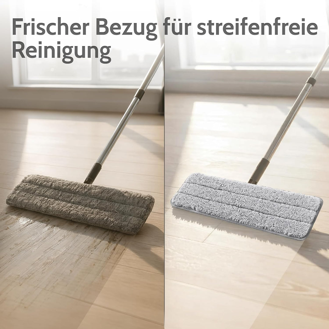 Allyson® Wischmopp Set Bodenwischer inkl. 5 Mops, 3-Kammer Wischmopp Set mit Eimer, Mob Wischer mit