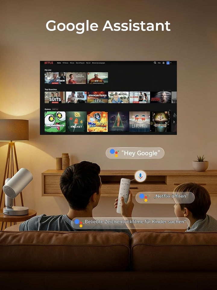ETOE Starfish Mini Beamer, Android TV 11.0, Unterstützt 4K, Auto Keystone-Korrektur, 150 Zoll, Indiv
