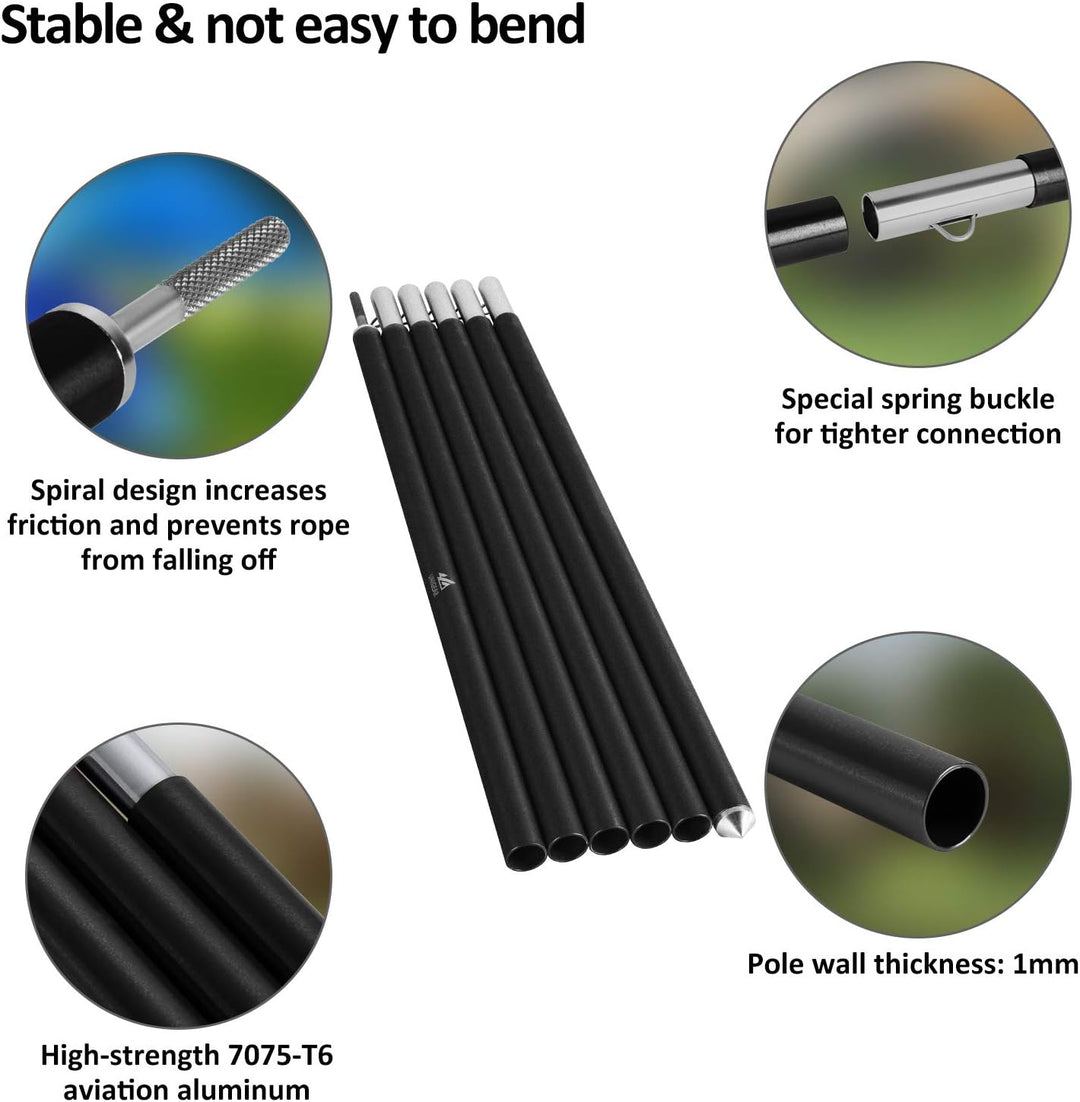 Unigear Zeltstange teleskop 2er Set, Alu Aufstellstange für Tarp, Zelt, Sonnensegel, Camping, verste